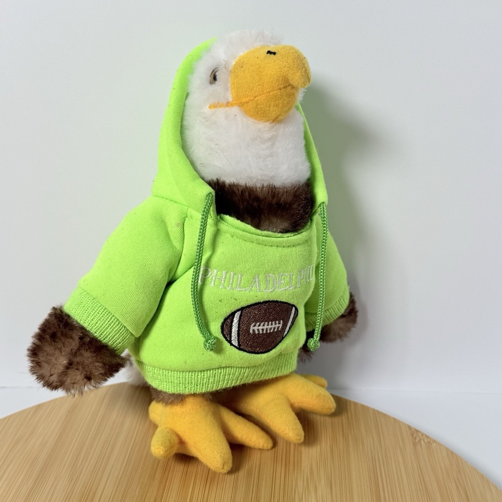 Bald Eagle The Petting Zoo 9"  Plushie With Philadelphia Eagles Green Hoodie